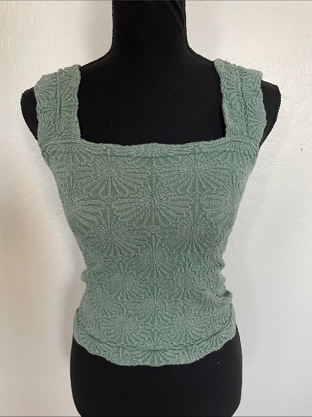 Free People Textured Square Neck Tank - Sage